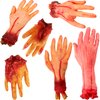 Haconba 6 Pieces Halloween Body Parts Fake Severed Hands Scary Broken Hands Prop for Prank Halloween Haunted House Escape Room Party Decorations, 6 Styles