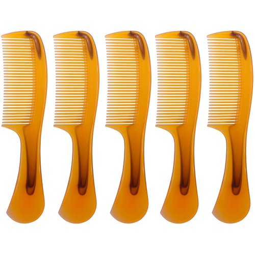 LBY Hair Comb, 5-Pack 16 cm(6.3"), Round Handle Comb Hair Care Comb, Plastic, Yellow