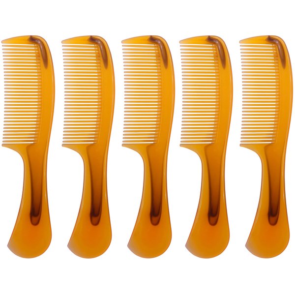 LBY Hair Comb, 5-Pack 16 cm(6.3"), Round Handle Comb Hair Care Comb, Plastic, Yellow