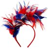 Red White Blue Hair Band 4th of July Headband Feather Fascinator Headband for Women Men Girls Festival Headwear Wedding Tea Party Hair Band Flapper Headpiece Hair Accessories TSFG20 (Red White Blue)