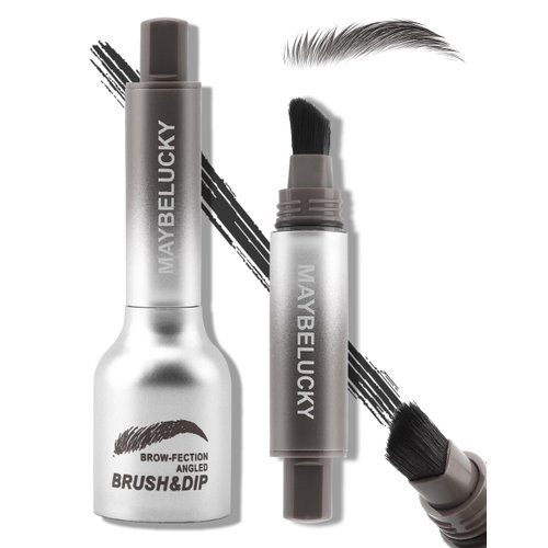 Waterproof Tinted Brow Gel, Matte Liquid Eyebrow Tint & Angled Brush, Microblade Effect, Creates Full, Realistic Hair-Like Strokes, Fills In Sparse Brows, Long-Lasting, Deeply Pigmented, 04 Black
