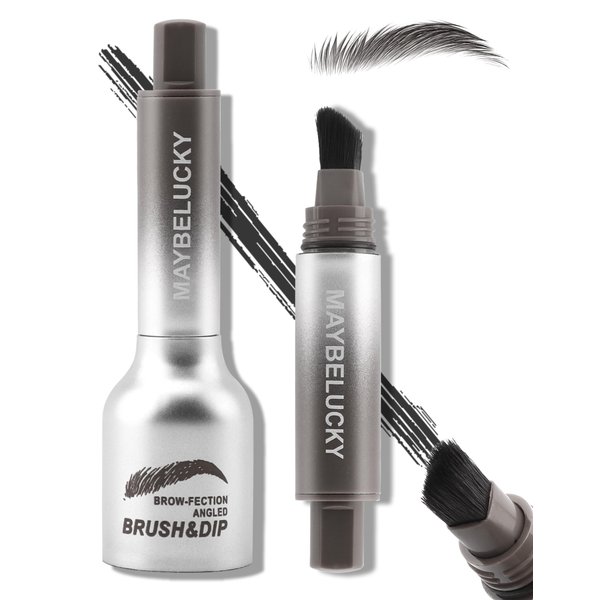 Waterproof Tinted Brow Gel, Matte Liquid Eyebrow Tint & Angled Brush, Microblade Effect, Creates Full, Realistic Hair-Like Strokes, Fills In Sparse Brows, Long-Lasting, Deeply Pigmented, 04 Black