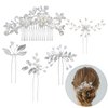 5 Pieces Wedding Hair Comb Bridal Hair Pins Set Silver Crystal Pearl Hair Side Comb U-shaped Flower Rhinestone Wedding Hair Accessories for Bride Bridesmaid Prom