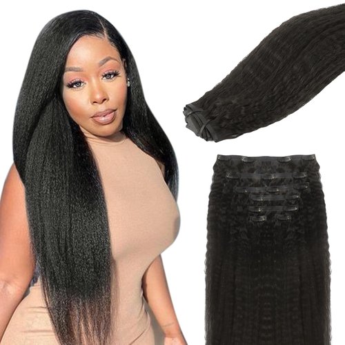 Lashey Hair Extensions Clip in Hair Extensions 100% Real Human Hair Kinky Straight Invisi Edge Se...