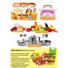 FUNERICA Play Food and Realistic Stainless-Steel Pots and Pans and Utensils - Cutting Fake Food and Pretend Toy Kitchen Accessories Cooking Toy Playset for Toddlers and Kids