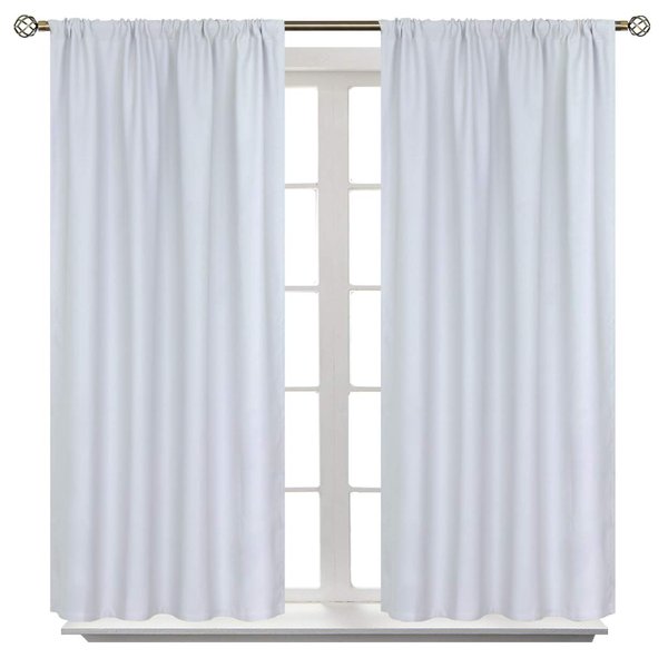 BGment Rod Pocket Room Darkening Curtains 54 Inches Length - Thermal Insulated Bedroom Curtain for Short Window, 42 x 54 Inch, 2 Panels, Greyish White