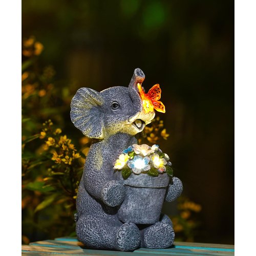 Qeeman Solar Statues for Garden Decor: Outdoor Sculptures for Lawn Ornaments -Outside Porch Patio Balcony Front Yard Birthday Gifts for Mom Grandma Women