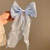 papasgix Hair Bow Clips: Solid Color Silk Ribbon Bows for Women and Girls (1, Blue)