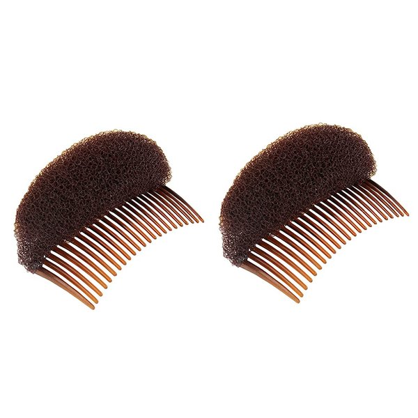 QUUPY 2PCS Hair Decoration Comb Sponge Foam Hair Bump it up Volume Insert Hair Base Styling Accessories Back Do Beehive hair styler Tool(Brown)