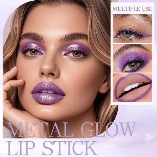 HOSAILY Multi-Use Metallic Glitter Lipstick&Eyeshadow for Women, Smooth Long Lasting Non-Sticky Metalicious Lip Crayon, Lightweight High Impact Shiny Lip Color Cream Lip Liner&Eyeliner Pencil Makeup#4