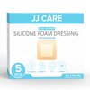 JJ CARE Silicone Foam Dressing 2x2 [Pack of 5], Silicone Bandages for Wounds, Waterproof Wound Dressing with Silicone Adhesive Border, Absorbent Bed Sore Bandages for Wound Care