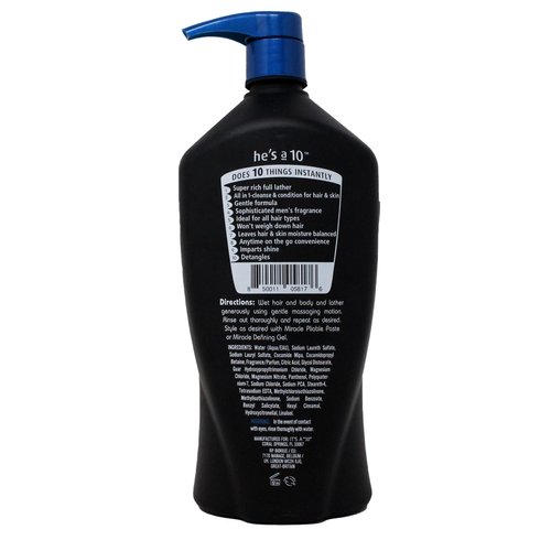 It's a 10 Haircare He's a 10 Miracle 3-IN-1 Shampoo, Conditioner & Body Wash 1 Liter