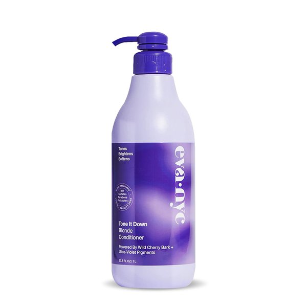 Eva NYC Tone It Down Blonde Hair Conditioner, Purple Conditioner for Eliminating Brassy Yellow Tones, Conditioner Toner for Blonde Hair & Color-Treated Hair, Hair Moisturizer, 1L