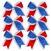 Cheerleader Bows 8 Inch 3 Colors 2 Layers 6 Pcs Jumbo Ponytail Holder Cheerleading Bows for High School College Hair Elastic Hair Tie (Royal Blue/Red)