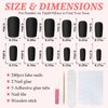 LuckForever 240pc Matte Square Press on Nails Medium Glue on Nails Black Fake Nails Medium Square Acrylic Nails Press on Nails Full Cover Artificial False Fingernails with Nail Glue Adhesive Tabs