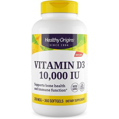 Healthy Origins Vitamin D3 (Lanolin) 10,000 IU Softgel - Bone Health and Immune Support Supplemen...