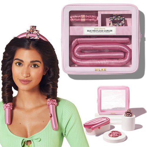 SILKE Heatless Curler | 100% Luxurious Silk Hair Curler | The Sleep Curling Rod that Provides Big Bounce with No Effort | No Heat Headband making Curls Easy & Effortless (Pink)