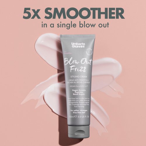 Umberto Giannini Blow Out Frizz Hair Styling Cream 5 fl Oz - with Heat Protection up to 230°C - Vegan Kertain Bond Repair Formula for All Types of Frizzy & Damaged Hair - Vegan & Cruelty-Free