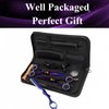 5.5 inch Purple Hair Cutting Scissors Set with Razor, Leather Scissors Case, Barber Hair Cutting Shears Hair Thinning/Texturizing Shears for Professional Hairdresser or Home Use (Purple)