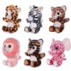 My OLi 7" Plush Toys Set Stuffed Animals Bundle of Forest Animal Toys Lion/Elephant/Zebra/Giraffe/Tiger/Leopard Stuffed Animals Pack of 6 for Babies Kids Girls Boys