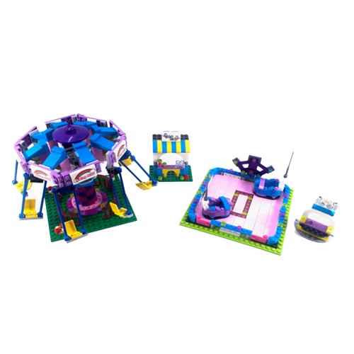 General Jim's City Amusement Park 2 Piece Modular Building Block Brick Set It has a Bumper Car Ride(237 Pieces) and Swing Ride (336 Pieces) Building Blocks Toy Bricks Set for Teens and Adults