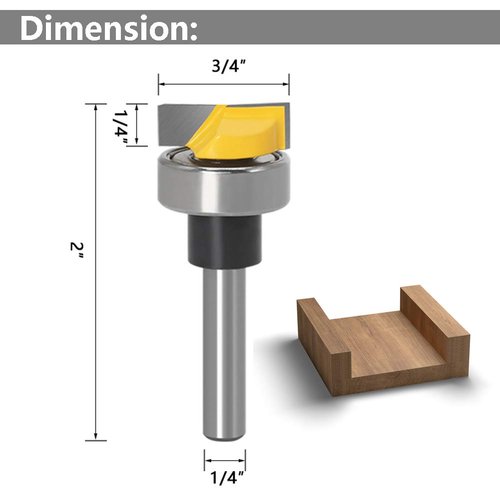 Yakamoz 1/4 Inch Shank Template Router Bit Bearing Flush Trim Hinge Mortising Plunge Router Cutter Woodworking Milling Tool