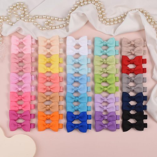 Ruyaa Baby Hair Clips Fully Lined,Baby Barrettes No Slip for Fine Hair,Hair Accesories,Toddler Hair Clips,Infant Bows,Hair Pins (classic colors 50pcs)