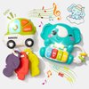 evoceler Baby Toys 2 Pcs, Light Up Elephant Kids Piano Music Toys with 4 Music Modes & Car Teething Toy, for 18+ Months Old Baby Boys Girls Toys, Early Learning Montessori Keyboard Infant Toys