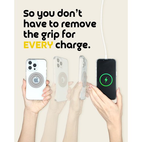 Magnetic Phone Grip for Magsafe Charging,Strong Adhesive Finger Phone Ring Holder Compatible Wireless Charging (Gray)