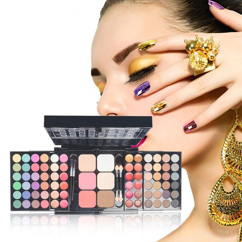 Joyeee 78 Color Makeup Palettes Kit, with 48 Pigmented Shiny Matte Eyeshadow Palette Colorful, 18 Lipstick, 6 Concealer, Blusher, Shading Powder, Dual Sides Sponge Applicators, Cosmetics Gift Set