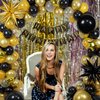 2025 New Year Balloon Arch Party Decorations, 18" 10" Black and Gold Balloon Garland Arch with Happy New Year Banner for 2025 New Year Party Decorations NYE Party Supplies 2025