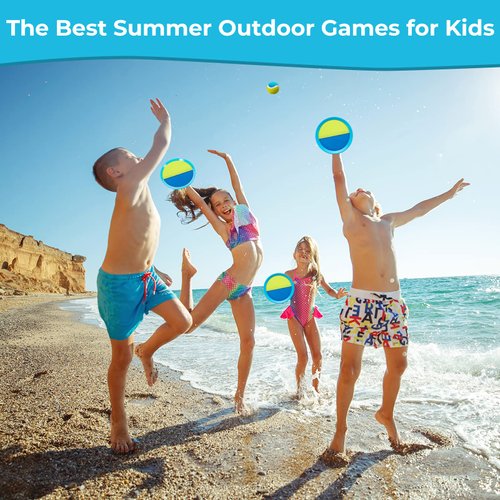 Aunnitery Kids Toys - Outdoor Games, Beach Toys, Toss and Catch Ball Set, Perfect Beach Games Sets Playground Sets for Backyards Easter Gifts for Kids (Light Blue)