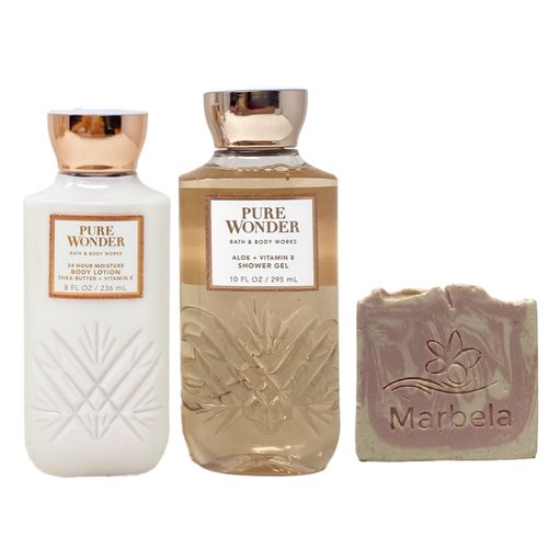 Bath & Body Works Pure Wonder 2 Piece Gift Set Shower Gel and Body Lotion with a Himalayan Salts Springs Sample Soap