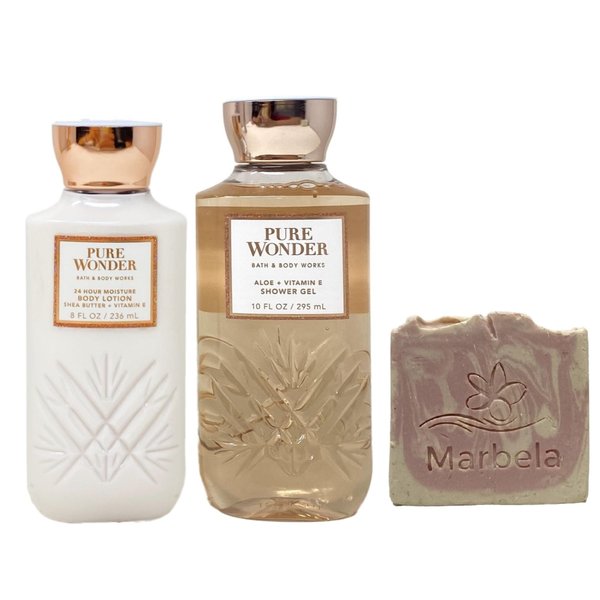 Bath & Body Works Pure Wonder 2 Piece Gift Set Shower Gel and Body Lotion with a Himalayan Salts Springs Sample Soap