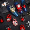 LRKNNO Halloween Nail Charms 3D Alloy Spider Nail Charms Gold Silver Red Pink Black Spider Nail Gems Jewelry Spider Nail Rhinestones Design Halloween Charms for Acrylic Nails DIY Nail Decoration 12Pcs