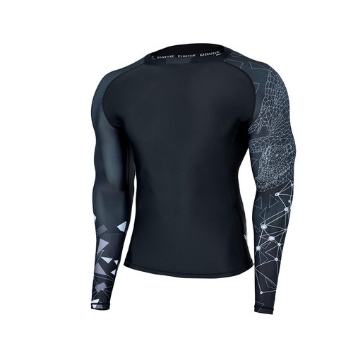 ADOREISM Quick-Dry Men's Long Sleeve Rash Guard UPF 50+ Compression Swim Shirt (Lined Alligator, XL)