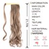 Vinzar Ponytail Extension Curly Hairpiece Claw Synbthetic Clip in Long Hair Extensions Magic Paste Hair Wraps Human Hair Pony Tail for Women (Ash Blonde-curly)