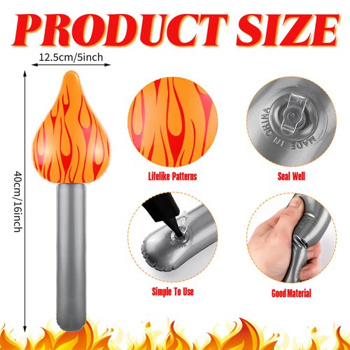 Sosation 12 Pcs Inflatable Torch Survivor Party Decorations Fun Torch Inflates for Competition Games Plastic Fake Torch for Sports Medieval Luau Birthday Themed Performance Props, 16 Inches