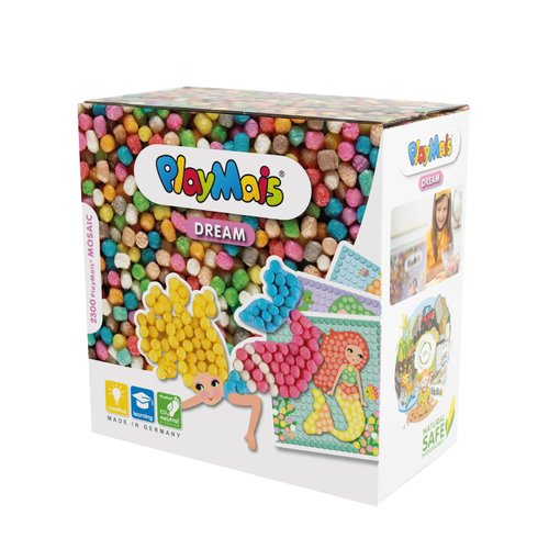 PlayMais Mosaic Dream Mermaid Creative Craft kit for Girls & Boys from 5 Years | 2300 6 Mosaic templates with Lovely Mermaids | stimulates Creativity & Motor Skills | Natural Toy