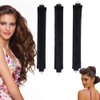 Heatless Hair Curling Sticks -YiQiYi No Heat Hair Rollers Overnight Soft DIY Wave Hair Curlers Rode Hair Accessories for Women Long &Medium Hair Heatless Hair Curlers to Sleep In 3PCS (Black)