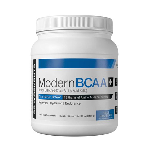 Modern BCAA Branched Chain Amino Acid Powder | Sugar Free Post Workout Muscle Recovery & Hydration Drink with 15g Amino Acids and 8:1:1 BCAA Ratio for Men & Women | 30 Servings (Blue Raspberry)