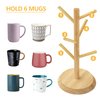 MaxGear Bamboo Coffee Mug Tree,Mug Rack, Coffee Cup Holder for Countertop, Wooden Coffee Cup Holder Stand, Coffee Mug Holder with 6 Hooks