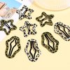 Snap Clips Leather Cloud Hair Clips Snap Hair Barrettes Non Slip Star Hair Accessories Leopard Colors Metal Hair Clips for Girls Women -8P-Star & Cloud