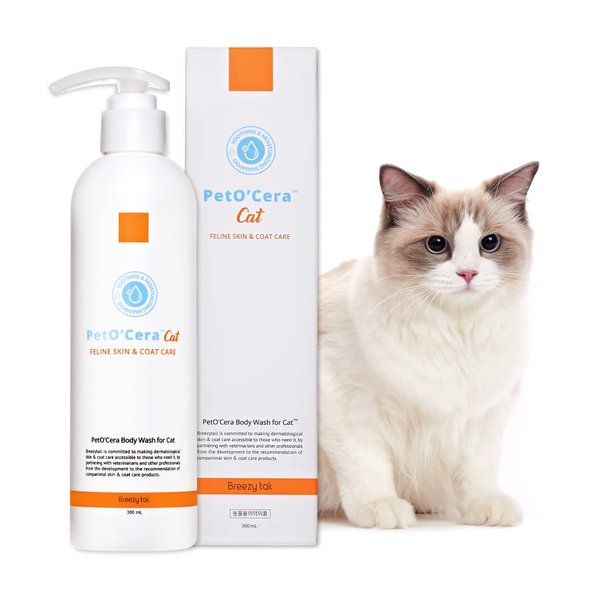 Breezytail PetO’Cera Cat Shampoo | All-in-one Cat Shampoo | Hypoallergenic Itch Relief &Moisturizing | Veterinarian Approved and Formulated Shampoo for Cats (1 Bottle (10.1oz))