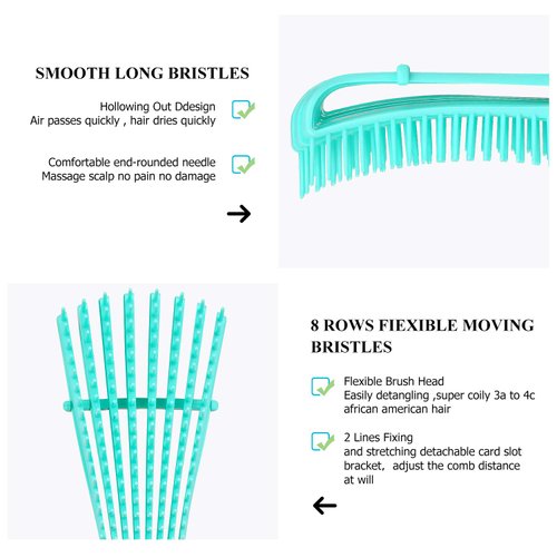 Detangling Hair Brush,Hair Detangler Brush and Wide Tooth Comb Set for Black Natural Curly Wet Dry Thick Straight Long Hair, Afro American Type 3a-4c, Comfortable Grip,Easy to Clean, Durable