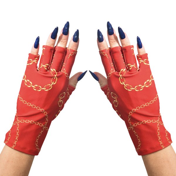 ManiGlovz - The ORIGINAL UPF 50+ UV Light Protective Nail Gloves | Gel Manicure Gloves and Anti UV Fingerless Gloves for Women | Can be Used as Sun Protection Gloves for Driving | Chain of Love Print