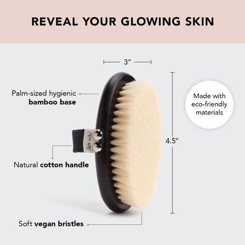 Kitsch Exfoliating Body Scrubber - Soft Vegan Bristle Dry Brush for Sensitive Skin | Gentle Back Scrubber Brush | Dry Brushing Body Brush | Body Exfoliator & Massager, Holiday Gift,1 Count