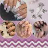 60pcs Planet Nail Charms Y2K Nails Design - Sliver Cross Nail Art Charms and Gems, 3D Chrome Nails White Pink Saturn Shape Shiny Rhinestones Nail Supplies, Crystal Acrylic Charm for Women