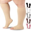 Mojo Compression Socks Knee Hi Open Toe 3XL Beige: Plus Size 20-30mmHg for Lymphatic & Circulatory Issues - Designed for Varicose Veins, Swelling, & Venous Insufficiency – A211BE6-1 Pair