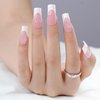 White French Tip, Jofay Fashion Press on Nails, 320Pcs Pink Long Square Nails, Pre-applied Tip Primer & Base Coat, Salon Fake Nails, 16 Sizes